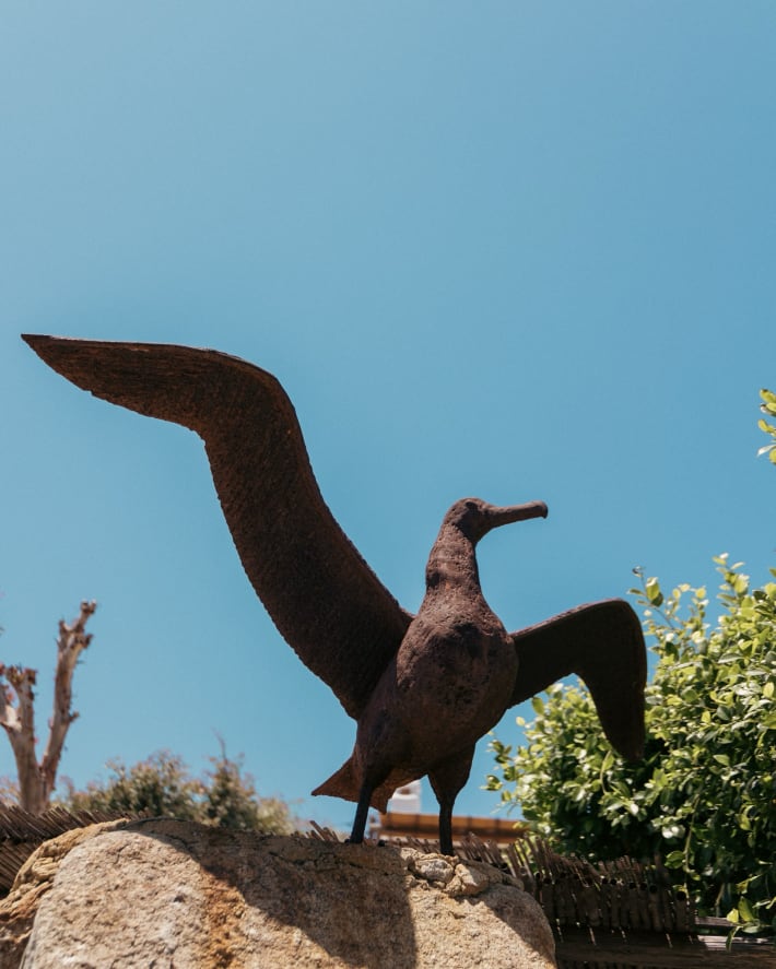 metal statue of an albatros bird